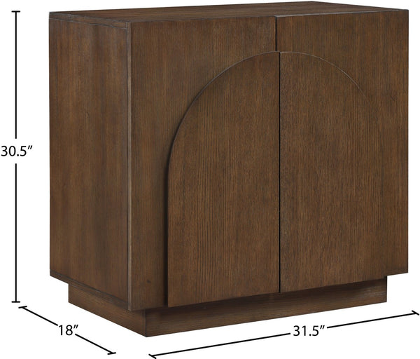 Meridian Furniture Navona Art Deco Oak Veneer Modular Buffet with Curved Doors for Dining Room Storage Brown 31.5 inches 77001Brown-T