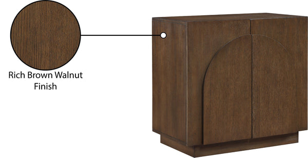 Meridian Furniture Navona Art Deco Oak Veneer Modular Buffet with Curved Doors for Dining Room Storage Brown 31.5 inches 77001Brown-T