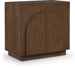 Meridian Furniture Navona Art Deco Oak Veneer Modular Buffet with Curved Doors for Dining Room Storage Brown 31.5 inches 77001Brown-T