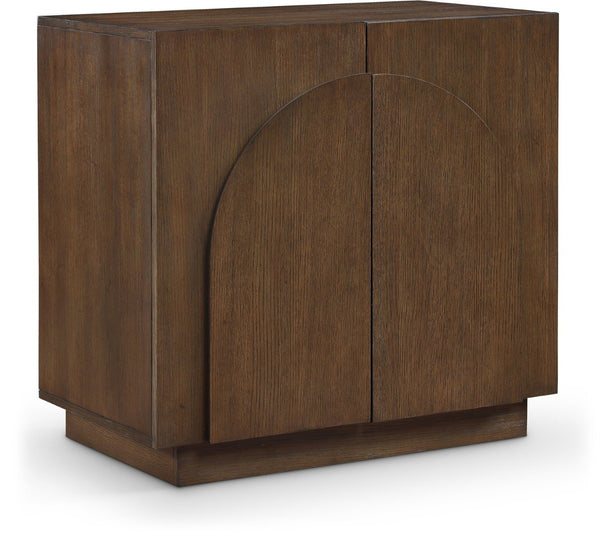 Meridian Furniture Navona Art Deco Oak Veneer Modular Buffet with Curved Doors for Dining Room Storage Brown 31.5 inches 77001Brown-T