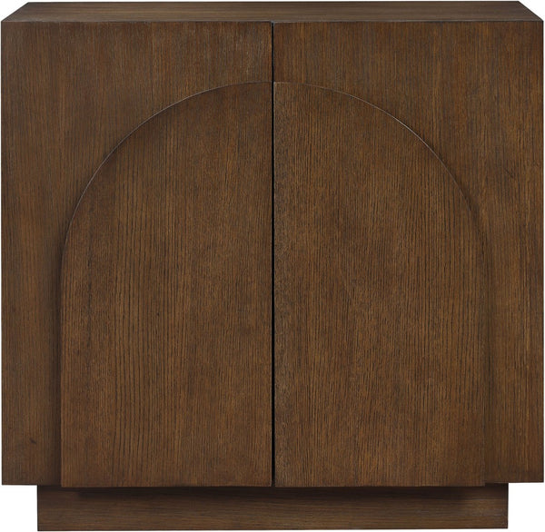 Meridian Furniture Navona Art Deco Oak Veneer Modular Buffet with Curved Doors for Dining Room Storage Brown 31.5 inches 77001Brown-T