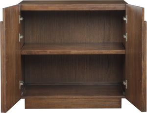 Meridian Furniture Navona Art Deco Oak Veneer Modular Buffet with Curved Doors for Dining Room Storage Brown 31.5 inches 77001Brown-T