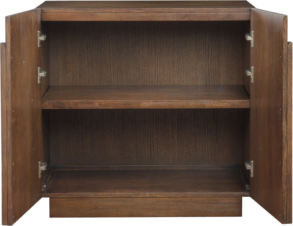 Meridian Furniture Navona Art Deco Oak Veneer Modular Buffet with Curved Doors for Dining Room Storage Brown 31.5 inches 77001Brown-T