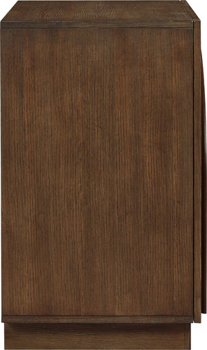 Meridian Furniture Navona Art Deco Oak Veneer Modular Buffet with Curved Doors for Dining Room Storage Brown 31.5 inches 77001Brown-T