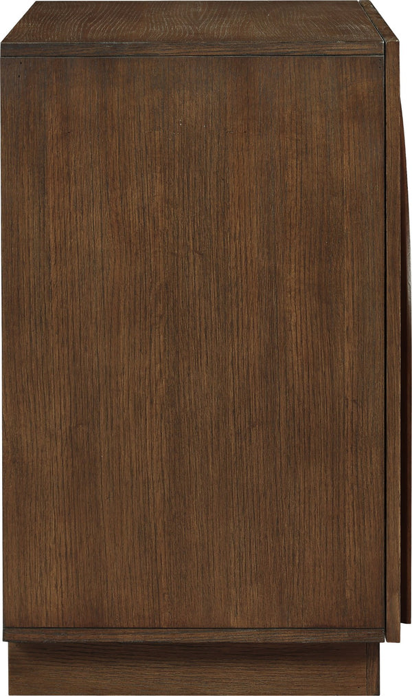 Meridian Furniture Navona Art Deco Oak Veneer Modular Buffet with Curved Doors for Dining Room Storage Brown 31.5 inches 77001Brown-T