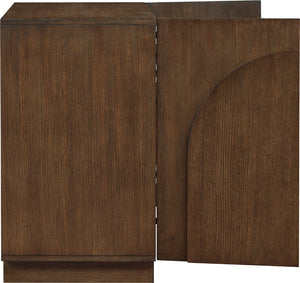 Meridian Furniture Navona Art Deco Oak Veneer Modular Buffet with Curved Doors for Dining Room Storage Brown 31.5 inches 77001Brown-T