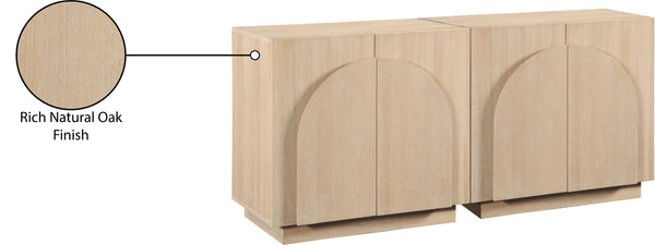 Meridian Furniture Navona Art Deco Oak Veneer Modular Buffet with Curved Doors for Dining Room Storage Natural 63 inches 77001Natural-T-2PC