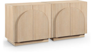 Meridian Furniture Navona Art Deco Oak Veneer Modular Buffet with Curved Doors for Dining Room Storage Natural 63 inches 77001Natural-T-2PC