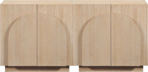 Meridian Furniture Navona Art Deco Oak Veneer Modular Buffet with Curved Doors for Dining Room Storage Natural 63 inches 77001Natural-T-2PC