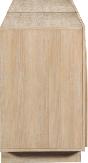 Meridian Furniture Navona Art Deco Oak Veneer Modular Buffet with Curved Doors for Dining Room Storage Natural 63 inches 77001Natural-T-2PC