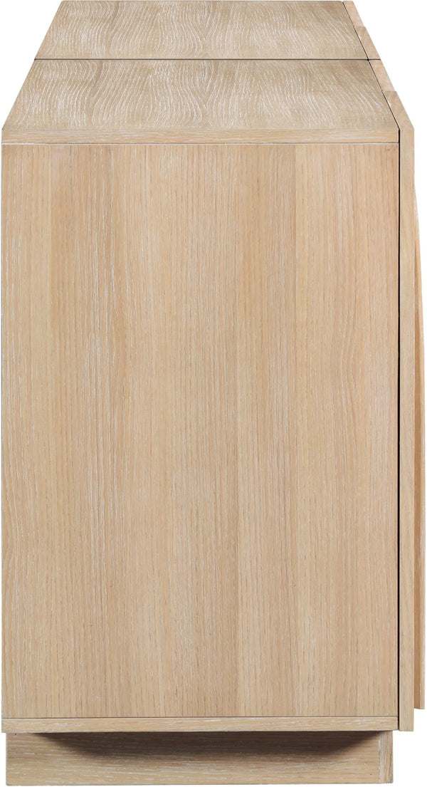 Meridian Furniture Navona Art Deco Oak Veneer Modular Buffet with Curved Doors for Dining Room Storage Natural 63 inches 77001Natural-T-2PC