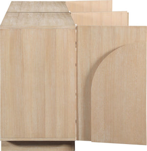Meridian Furniture Navona Art Deco Oak Veneer Modular Buffet with Curved Doors for Dining Room Storage Natural 63 inches 77001Natural-T-2PC