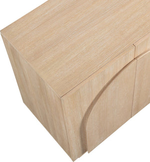 Meridian Furniture Navona Art Deco Oak Veneer Modular Buffet with Curved Doors for Dining Room Storage Natural 63 inches 77001Natural-T-2PC
