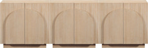 Meridian Furniture Navona Art Deco Oak Veneer Modular Buffet with Curved Doors for Dining Room Storage Natural 94.5 inches 77001Natural-T-3PC