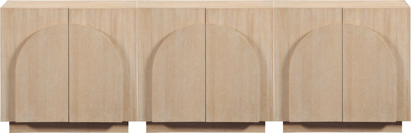 Meridian Furniture Navona Art Deco Oak Veneer Modular Buffet with Curved Doors for Dining Room Storage Natural 94.5 inches 77001Natural-T-3PC