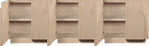 Meridian Furniture Navona Art Deco Oak Veneer Modular Buffet with Curved Doors for Dining Room Storage Natural 94.5 inches 77001Natural-T-3PC