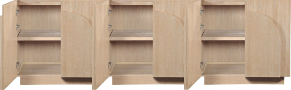 Meridian Furniture Navona Art Deco Oak Veneer Modular Buffet with Curved Doors for Dining Room Storage Natural 94.5 inches 77001Natural-T-3PC