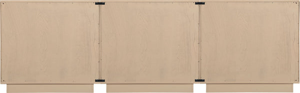 Meridian Furniture Navona Art Deco Oak Veneer Modular Buffet with Curved Doors for Dining Room Storage Natural 94.5 inches 77001Natural-T-3PC