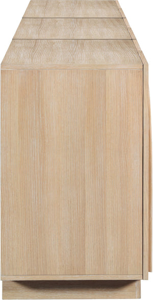 Meridian Furniture Navona Art Deco Oak Veneer Modular Buffet with Curved Doors for Dining Room Storage Natural 94.5 inches 77001Natural-T-3PC