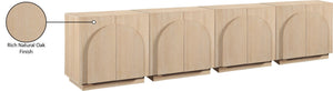 Meridian Furniture Navona Art Deco Oak Veneer Modular Buffet with Curved Doors for Dining Room Storage Natural 126 inches 77001Natural-T-4PC