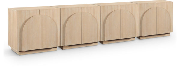 Meridian Furniture Navona Art Deco Oak Veneer Modular Buffet with Curved Doors for Dining Room Storage Natural 126 inches 77001Natural-T-4PC