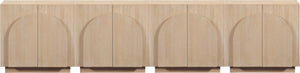 Meridian Furniture Navona Art Deco Oak Veneer Modular Buffet with Curved Doors for Dining Room Storage Natural 126 inches 77001Natural-T-4PC