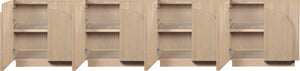 Meridian Furniture Navona Art Deco Oak Veneer Modular Buffet with Curved Doors for Dining Room Storage Natural 126 inches 77001Natural-T-4PC