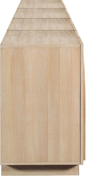 Meridian Furniture Navona Art Deco Oak Veneer Modular Buffet with Curved Doors for Dining Room Storage Natural 126 inches 77001Natural-T-4PC