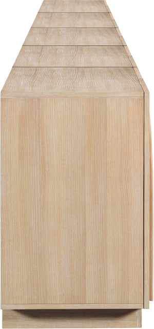 Meridian Furniture Navona Art Deco Oak Veneer Modular Buffet with Curved Doors for Dining Room Storage Natural 157.5 inches 77001Natural-T-5PC