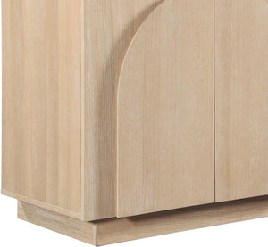 Meridian Furniture Navona Art Deco Oak Veneer Modular Buffet with Curved Doors for Dining Room Storage Natural 157.5 inches 77001Natural-T-5PC