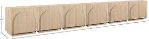 Meridian Furniture Navona Art Deco Oak Veneer Modular Buffet with Curved Doors for Dining Room Storage Natural 189 inches 77001Natural-T-6PC