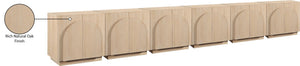Meridian Furniture Navona Art Deco Oak Veneer Modular Buffet with Curved Doors for Dining Room Storage Natural 189 inches 77001Natural-T-6PC