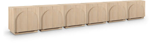 Meridian Furniture Navona Art Deco Oak Veneer Modular Buffet with Curved Doors for Dining Room Storage Natural 189 inches 77001Natural-T-6PC
