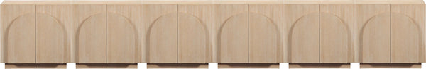 Meridian Furniture Navona Art Deco Oak Veneer Modular Buffet with Curved Doors for Dining Room Storage Natural 189 inches 77001Natural-T-6PC
