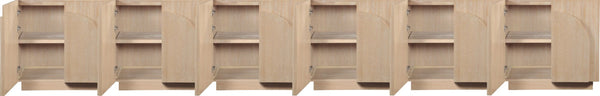 Meridian Furniture Navona Art Deco Oak Veneer Modular Buffet with Curved Doors for Dining Room Storage Natural 189 inches 77001Natural-T-6PC
