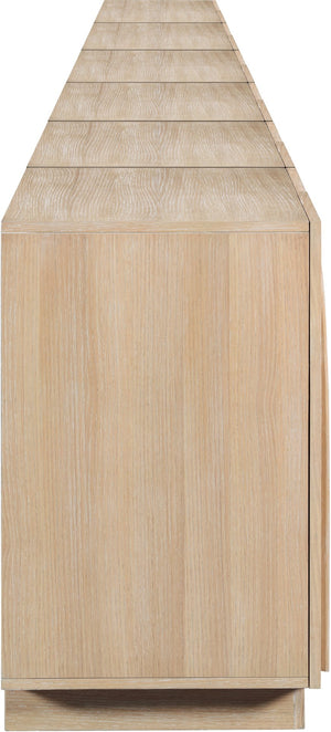 Meridian Furniture Navona Art Deco Oak Veneer Modular Buffet with Curved Doors for Dining Room Storage Natural 189 inches 77001Natural-T-6PC