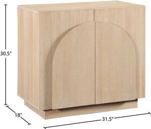 Meridian Furniture Navona Art Deco Oak Veneer Modular Buffet with Curved Doors for Dining Room Storage Natural 31.5 inches 77001Natural-T