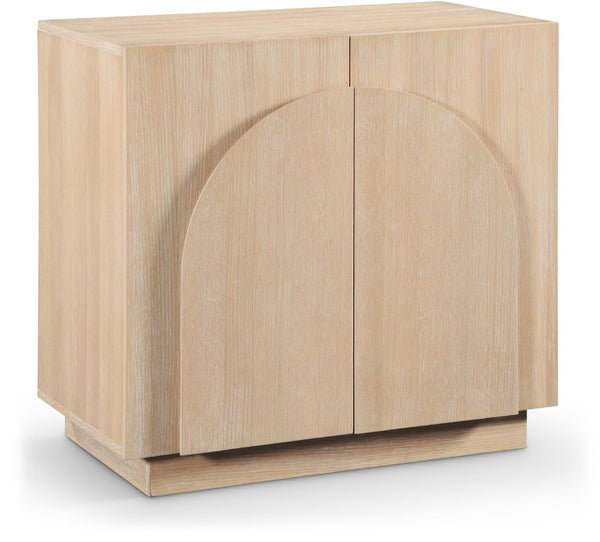 Meridian Furniture Navona Art Deco Oak Veneer Modular Buffet with Curved Doors for Dining Room Storage Natural 31.5 inches 77001Natural-T