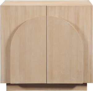 Meridian Furniture Navona Art Deco Oak Veneer Modular Buffet with Curved Doors for Dining Room Storage Natural 31.5 inches 77001Natural-T