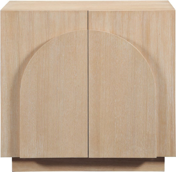 Meridian Furniture Navona Art Deco Oak Veneer Modular Buffet with Curved Doors for Dining Room Storage Natural 31.5 inches 77001Natural-T