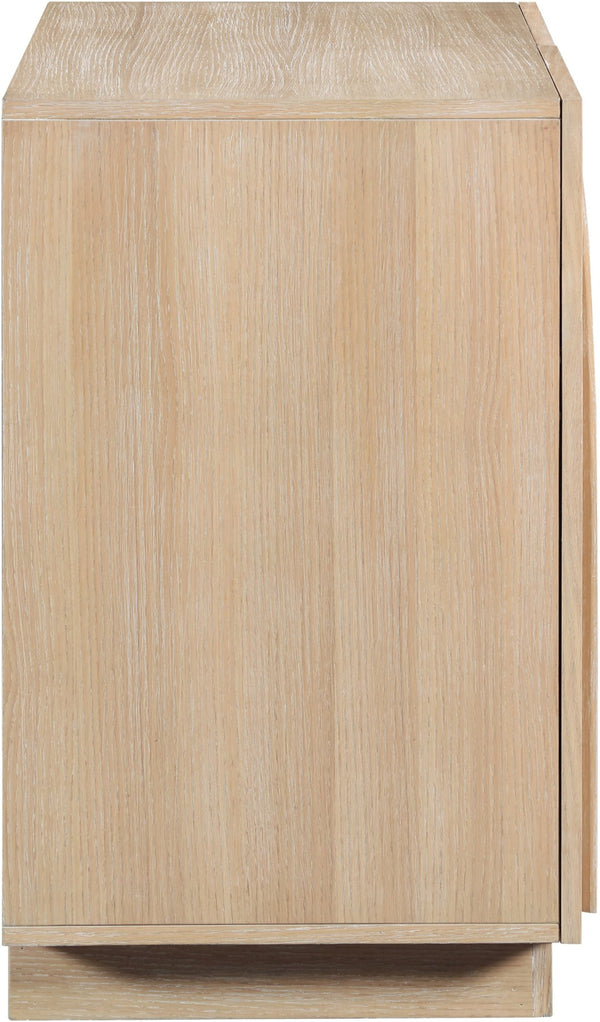 Meridian Furniture Navona Art Deco Oak Veneer Modular Buffet with Curved Doors for Dining Room Storage Natural 31.5 inches 77001Natural-T