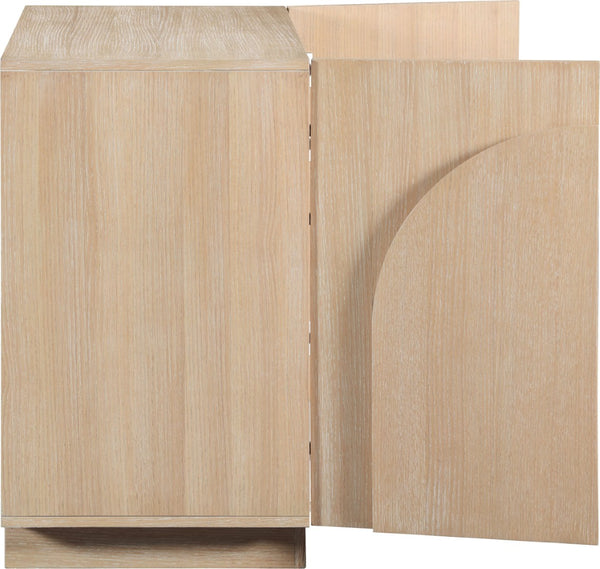 Meridian Furniture Navona Art Deco Oak Veneer Modular Buffet with Curved Doors for Dining Room Storage Natural 31.5 inches 77001Natural-T