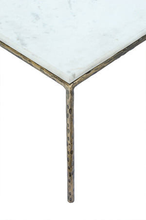 Meridian Furniture Valen Square Marble Top Coffee Table with Hand-forged Iron X-frame Base for Living Room White 77002White-CT
