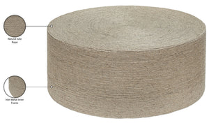 Meridian Furniture Meadow Hand-wrapped Jute Round Coffee Table Artisan Coastal Boho Living Room Accent 77003Natural-CT