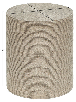 Meridian Furniture Meadow Hand-wrapped Jute Rope End Table with Iron Frame Coastal Boho Accent 77003Natural-ET