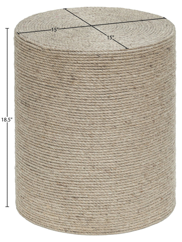 Meridian Furniture Meadow Hand-wrapped Jute Rope End Table with Iron Frame Coastal Boho Accent 77003Natural-ET