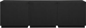 Meridian Furniture Aveline Fluted Oak Veneer Modular Buffet Sideboard with Curved Silhouette for Dining Rooms Black 94.5" W (3pc) 77006Black-T-3PC