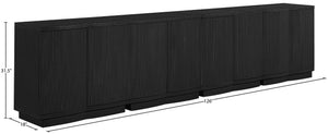Meridian Furniture Aveline Fluted Oak Veneer Modular Buffet Sideboard with Curved Silhouette for Dining Rooms Black 126" W (4pc) 77006Black-T-4PC
