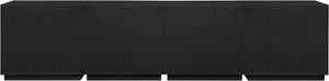 Meridian Furniture Aveline Fluted Oak Veneer Modular Buffet Sideboard with Curved Silhouette for Dining Rooms Black 126" W (4pc) 77006Black-T-4PC
