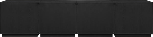 Meridian Furniture Aveline Fluted Oak Veneer Modular Buffet Sideboard with Curved Silhouette for Dining Rooms Black 126" W (4pc) 77006Black-T-4PC